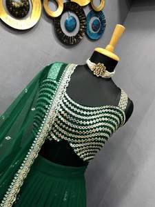 Lehenga Choli-Espejo de aluminio de alta calidad, Color verde, para trabajo de secuencia, novedad, 2022 - Product Image 5