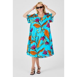 Abito a maglia con collo a U per ragazzi a manica corta stile Midi con motivo a foglia confezione singola - Product Image 4