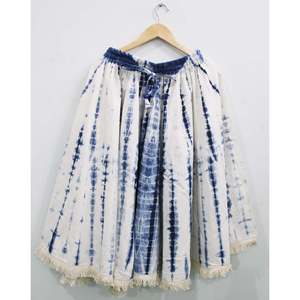 Women's <b>Boho</b> Summer <b>Skirt</b> Elastic Waist Breathable Indigo Tie-Dye Prints Hippie Casual Style - Product Image 2