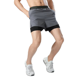 Short de sport pour homme à séchage rapide, respirant et doux, confortable, couleur unie, double couche, short de basket-ball - Product Image 3