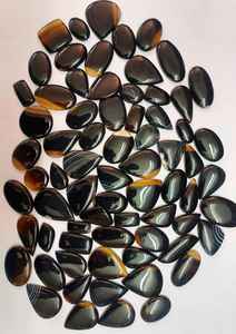 Piedra preciosa de ónix negro de alta calidad, piedra suelta Natural en forma de mezcla, cabujón, joyería increíble con piedra de ónix negro - Product Image 4