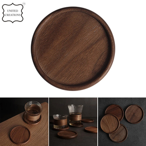Wholesale Custom Natural Round Shape <b>Wooden</b> Coaster Thin Walnut Drink Pot Classic Style <b>Tea</b> Coffee Cup Plain Blank Coaster - Product Image 5