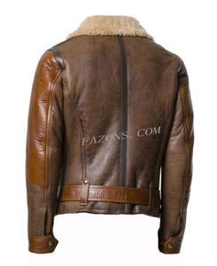 Blouson Aviateur Vintage en Cuir et Peau de Mouton pour Homme, Style B3, avec Doublure Sherpa, Tendance Hiver Décontracté - Product Image 6