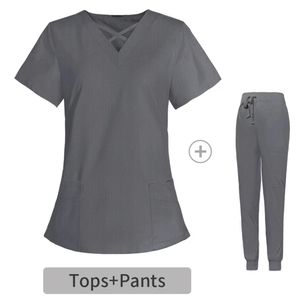 Venta al por mayor médico antiarrugas transpirable lavable suave tela enfermera Scrubs elástico Jogger Scrubs mujeres Hospital uniformes conjuntos - Product Image 6