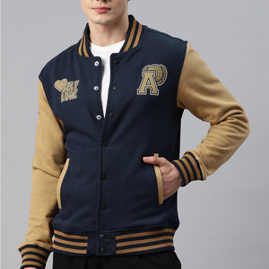 Unisex Warm Varsity Jacket <b>Fleece</b> Lined Cozy Interior Snap Button Closure Classic Look Custom Embroidery Team School - Product Image 1