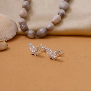 Pendientes de Botón de Plata de Ley 925 con Circonita Cúbica, Estilo Religioso de Moda para Mujer, Chapados en Oro - Product Image 2