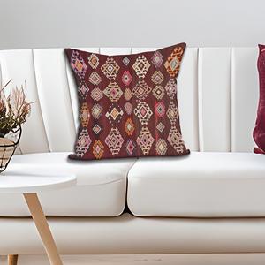 Coussin imprimé au design Kilim vintage - Décoration d'intérieur turque artisanale et confortable, 8"x8" - 20x20 cm - Product Image 2