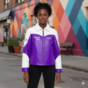 NCNW Chaqueta de cuero PU para mujer con cremallera frontal, abrigo de cuero suave bordado, ropa exterior informal y elegante - Product Image 4