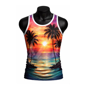 Camiseta sin mangas de sublimación para hombre, tejida, transpirable, de ajuste holgado, para gimnasio y fitness, de alta calidad, ¡la más vendida! - Product Image 3