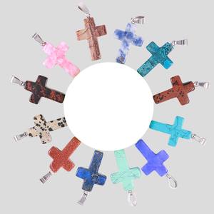 Wholesale Turquoise Gemstone <b>Cross</b> Pendant <b>Charms</b> - Natural Stone Healing Crystal <b>Cross</b> Jewelry for Necklaces - Product Image 3