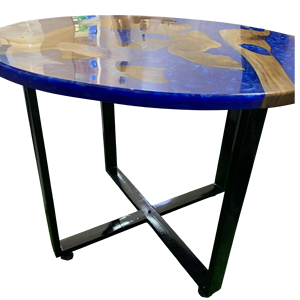 Mesa de Centro Redonda de Madera de Nogal con Resina Epoxi Azul Océano para Oficina y Sala de Estar, Mueble de Madera para el Hogar, Muestra Gratuita - Product Image 2