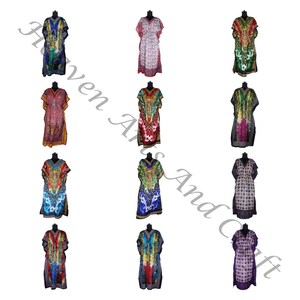 KFL026 Moda sin mangas Seda pura Kaftan largo Tallas grandes Ropa de dormir para mujer - Product Image 6