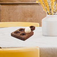 Bandeja Porta Huevos de Madera Ecológica Hecha a Mano con Asa, Utensilio de Cocina para Refrigerador o Encimera, Fábrica Vietnamita Lavihex 19x11cm