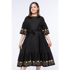 Vêtements pour filles de qualité supérieure à prix avantageux, fabrication OEM ODM, robe pour filles à col rond et manches courtes avec imprimés, vente en gros - Product Image 5