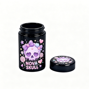 Airtight UV Protect Black Glass <b>Jars</b> 3.5g 7g Herb Container Child Resistant Packaging with Bespoke BrandLogo Stickers - Product Image 3