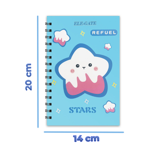 Quaderno a Righe da 80 Pagine con Copertina a Stella e Spirale Metallica, Diario B5 Rilegato in Pelle con Copertina A5 in Legno Stile Stampato - Product Image 4