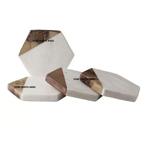 Haute qualité écologique 100% sous-verres en bois et résine biodégradables sous-verres en feutre absorbant pour boissons Bar maison sous-verres carrés - Product Image 4