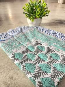 Magnifique châle long pour femme imprimé à la main, sarong en coton Sanganeri, dupatta décoratif floral fait main, style plage indien - Product Image 5