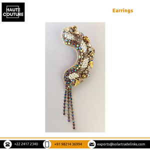 Custom Size & Color Available for Top Notch Quality Handmade Curved C Shaped Mixed Beads With Tassels <b>Earrings</b> for Women - Product Image 6