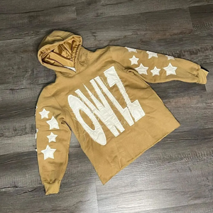 Sudadera con Capucha Gráfica Rosa para Mujer, Sudadera con Estampado, Estilo Urbano, Mangas con Estampado de Estrellas, Corte Holgado Informal - Product Image 3