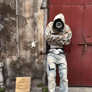 Sudadera con Capucha Holgada para Hombre, Estilo Retro, Lavada, Desgastada, Bordada, de Felpa Francesa 100% Algodón de Peso Pesado, Personalizada - Product Image 5