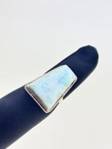 สินค้ามาใหม่925แข็งเงินสเตอร์ลิงแท้รูปพีระมิดลาริมาร์แท้ทรงพีระมิดตัดตัวหนาหนามเตยฝังแหวนเครื่องประดับชั้นดี - Product Image 4