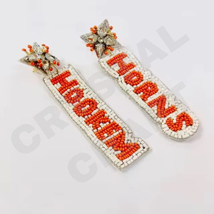 Boucles d'oreilles vintage patriotique Orange blanc bleu multi-coeurs perlées pour femmes pour les mariages ou les jours commémoratifs - Product Image 4