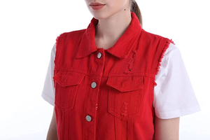 Chaleco Vaquero Sin Mangas de Diseño Nuevo, Unisex, para Hombre y Mujer, Chaleco Vaquero con Capucha para Mujer - Product Image 3