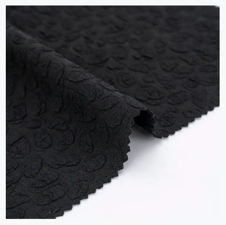 Asian Style Jacquard Weaving Islamic Clothing Polyester Black Abaya Fabric Oem Quality