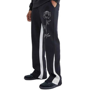 Pantalon de jogging évasé pour homme, imprimé rose, multi-panneaux, avec entrejambe, style streetwear, coupe régulière, respirant, imperméable, en polyester/coton - Product Image 4