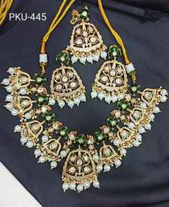 American Diamonds Kundan Conjunto de joyería nupcial Collar de latón Pendientes para bodas Aniversarios Ocasiones especiales para compromiso - Product Image 2