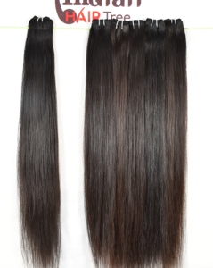 Prix de gros vierge crue Machine Double trame cuticule alignée 100% vague droite soyeuse temple vietnamien Extensions de cheveux humains - Product Image 1