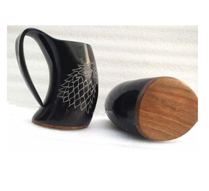 Tasse en corne de buffle avec logo gravé personnalisé Prix de gros Tasse accessoire à boire en corne de buffle d'eau - Product Image 4