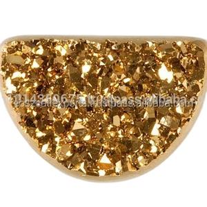 Pierres précieuses naturelles en quartz drusy, agate drusy, plates et lâches, pour la fabrication de bijoux DIY, personnalisables, 4-35 mm, formes assorties, certifiées - Product Image 1