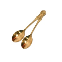 Cuillère à thé et café en laiton, manche court, finition miroir, écologique, design vintage, nouvelle collection, pour la maison et la cuisine