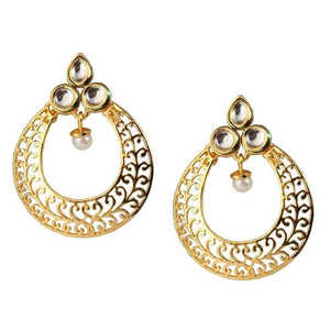 Kriaa ชุบทอง kundan ต่างหูระย้าหิน1305003แฟชั่น dangler เครื่องประดับ - Product Image 1