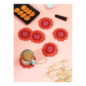 Dessous de verre perlé doré marron vintage multicolore tendance meilleure qualité Ensemble de sous-verre perlé Décoration de table à manger de mariage - Product Image 3