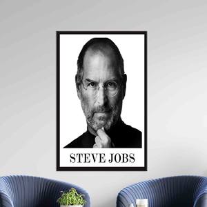 Portrait de Steve Jobs : Art mural en verre trempé, toile imprimée pour la décoration de bureau, TOILE ENVELOPPEE - Product Image 1