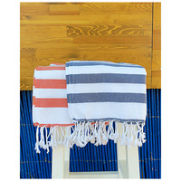 LORIN 100% Coton Hammam Turc Peshtemal Serviette de Plage Orange Rayé Absorbant Été Caractéristique