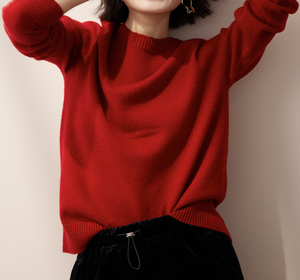 Wool Cashmere Blend Knit Sweater 70 Wool 30 Cashmere Sweater Crew Neck <strong>Jumper</strong> Raglan Knit Pullover Crew Neck Wide Ribbed Cuff - Product Image 6