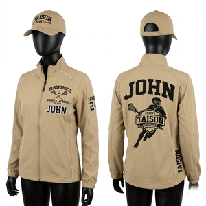 Premium Polyester Interlock 220 GSM Lacrosse <b>Jacket</b> Black <b>Grey</b> Red Panel Design Embroidered Custom Logo - Product Image 4