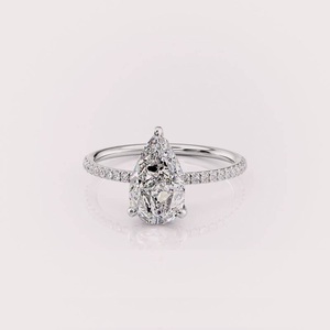 IGI Certified Pear Cut Lab Grown Diamond Engagement <b>Ring</b> Solid 925 Sterling <b>Silver</b> Pave Diamond Bridal <b>Ring</b> for Women - Product Image 1