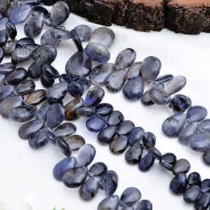 อิโอไลต์ทรงลูกแพร์เจียระไน 8 นิ้ว ธรรมชาติ สำหรับทำเครื่องประดับอัญมณี สร้อยคอ - Product Image 1