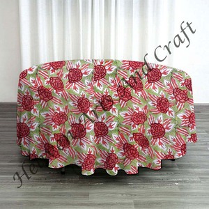 Mantel de algodón exclusivo bloque de mano impreso cubierta de mesa de granja para cocina y comedor café decoración de mesa cuadrada redonda - Product Image 1