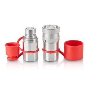ข้อต่อไฮดรอลิกแบบหน้าเรียบสำหรับรถตักล้อยาง ขนาด 1/2 นิ้ว NPT ISO16028 ผลิตจากสแตนเลสคุณภาพสูง พร้อมฝาครอบกันฝุ่น - Product Image 1