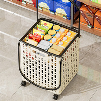 Chariot de courses pliable à roulettes, panier portable, chariot utilitaire grande capacité, panier d'épicerie avec roues
