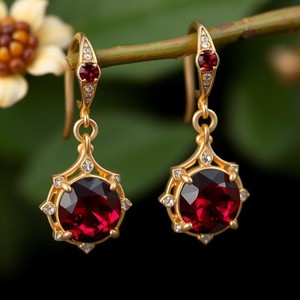 Pendientes colgantes de moda de Plata de Ley 925 estilo de boda con diseño largo de piedras preciosas Rojas - Product Image 5