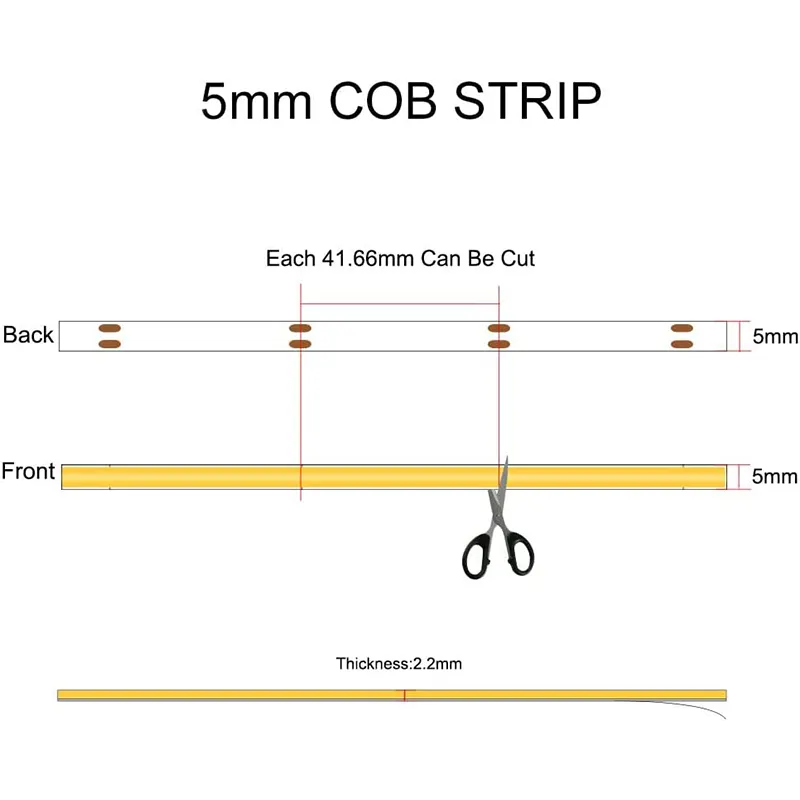 Schlanke 5mm Cob Led Streifen 384leds/m weiche flexible DC12V/24V Licht leiste Warm kalt weiß Cob Strips Lichter