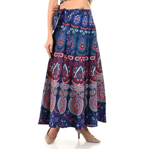 Ethnic Style Cotton Wrap Around Knee Length Skirt