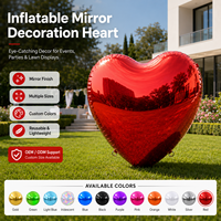 Boule miroir rouge gonflable géante réfléchissante pour la décoration de fête de mariage ou événementiel de la Saint-Valentin